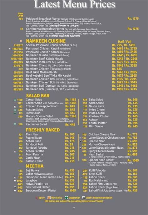 Monal Islamabad Menu Prices - Fresh Menu Prices