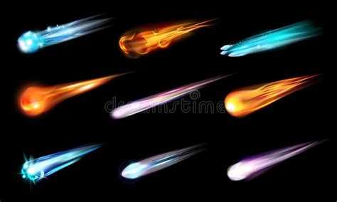 Space Meteor Comet Set stock vector. Illustration of dust - 264076212