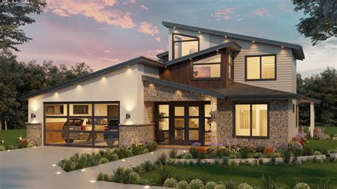 Two Story Contemporary Style House Plan 2199 2199 - Photos