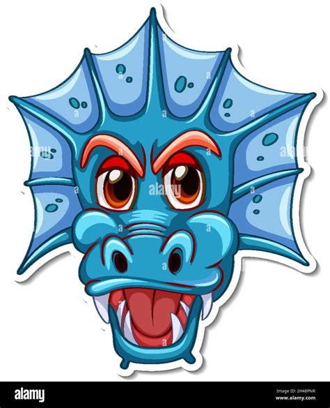 Face of blue dragon cartoon character sticker illustration Stock Vector Image & Art - Alamy