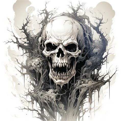 Premium AI Image | Illustration of a styled skull art tattoo design