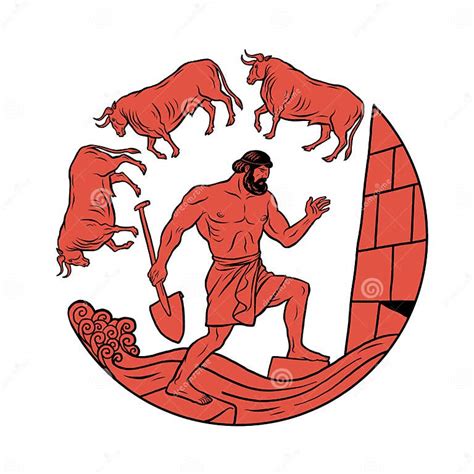 Clean the Augean Stables in a Single Day. 12 Labours of Hercules Heracles Stock Vector ...