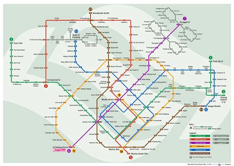 A map of the Singapore MRT (Mass Rapid Transit) system, to be completed by 2024 | Singapore map ...