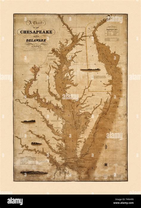 Map Of Chesapeake Bay 1832 Stock Photo - Alamy