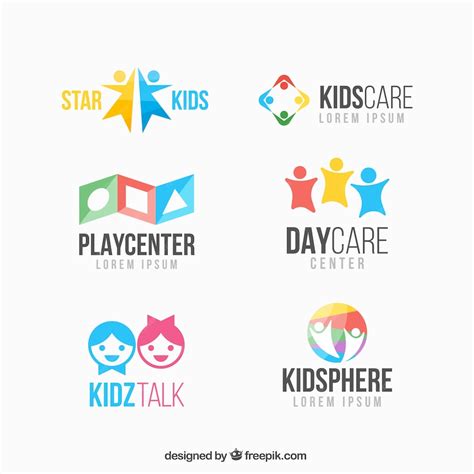 Premium Vector | Colorful kid logo collection