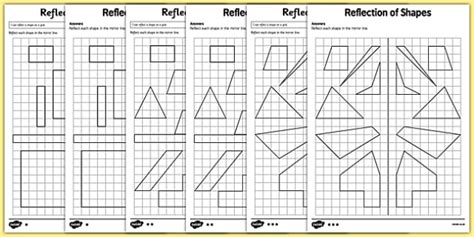 Reflection of Shapes Maths Worksheet Pack (Teacher-Made)