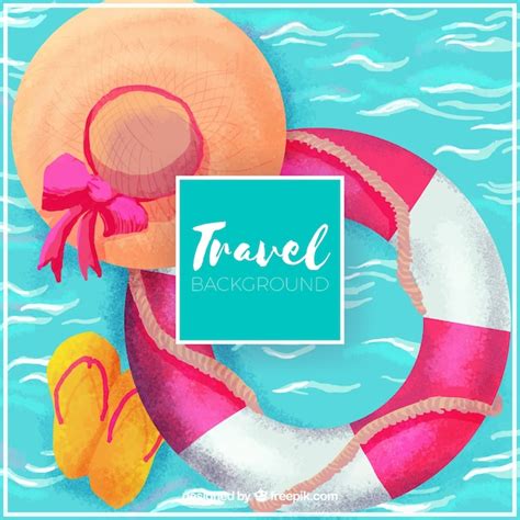 Free Vector | Water color summer travel background