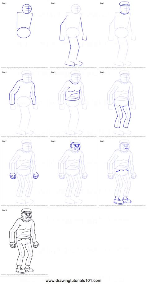 How to Draw Criminal from Uncle Grandpa printable step by step drawing ...