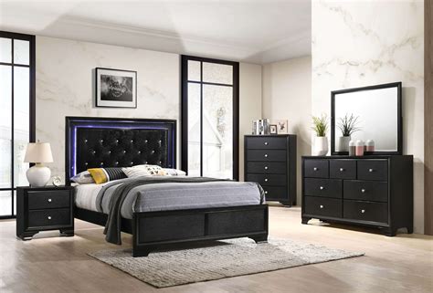 Micah 7 Piece Bedroom Suite in Black Finish – Furniture 4 Less Canada