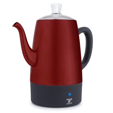 Buy Moss & Stone Electric Coffee Percolator| Red Body with Stainless Steel Lid Coffee Maker ...