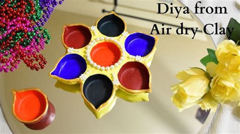 Diya making from Air dry Clay | Homemade Diya DIY | Making Diya at home ...