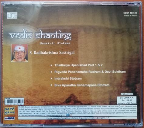 Vedic Chanting Sanskrit Slokams - Sanskrit Devotional Audio Cd - Audio CDs World