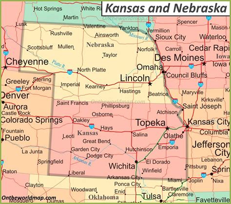 Map of Kansas and Nebraska