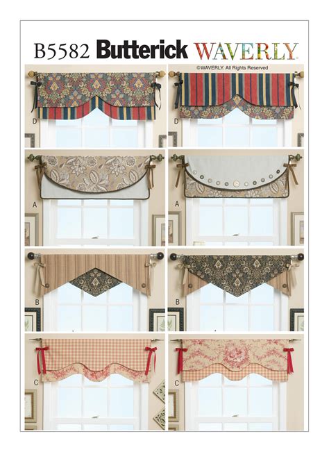 B5582 | Reversible Window Valances Sewing Pattern | Butterick Patterns Window Cornices, Window ...