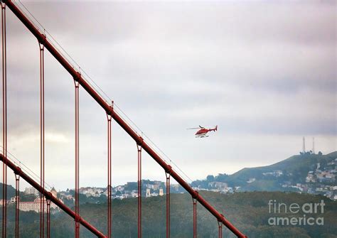 Helicopter Flying Over Golden Gate Bridge SF Photograph by Chuck Kuhn ...