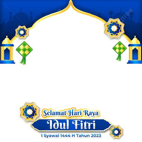 Eid Al Fitr 2023 Card With Lantern And Islamic Border Frame, Twibbon ...