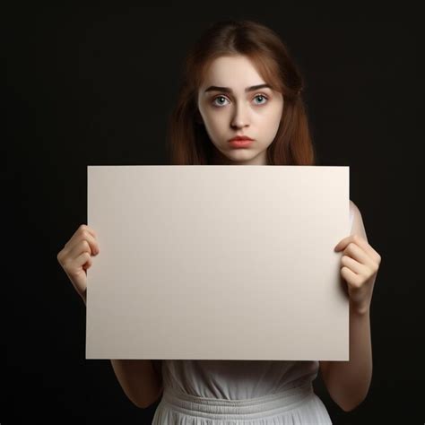 Premium AI Image | Sad girl holding a blank white board