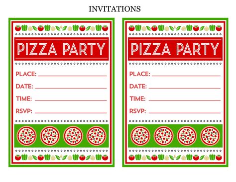 Pizza Party Invitation Printable Free