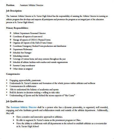 FREE 9+ Athletic Director Job Description Samples in MS Word | PDF