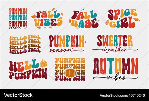 Cute fall autumn pumpkin quotes collection set art