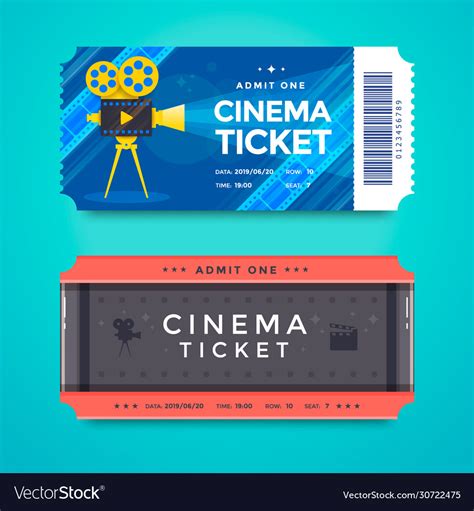 Set cinema tickets with retro movie camera Vector Image