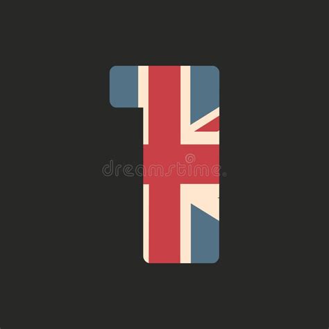 Capital Number One with UK Flag Texture Isolated on Black Background. Vector Illustration ...