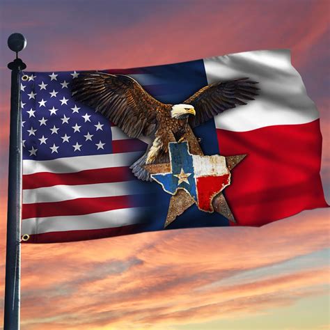 Texas Grommet Flag, Eagle Texas American Flag QNK1096GFCT