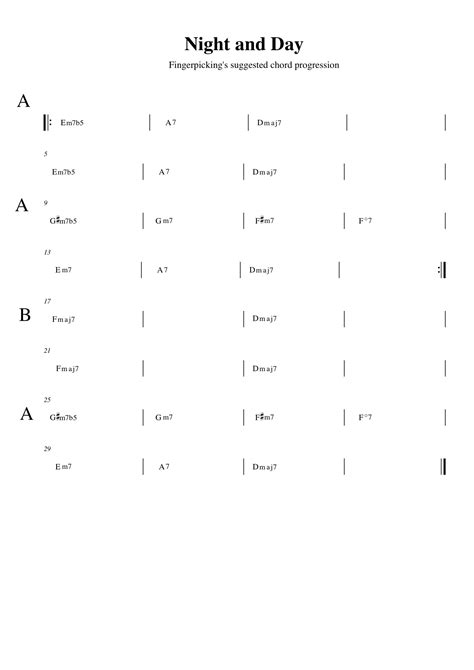 Night and Day Guitar Chord Progression