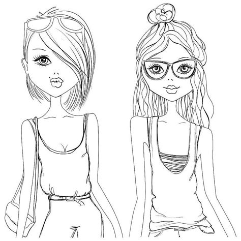 Fashion Girls Coloring Page - Free Printable Coloring Pages for Kids