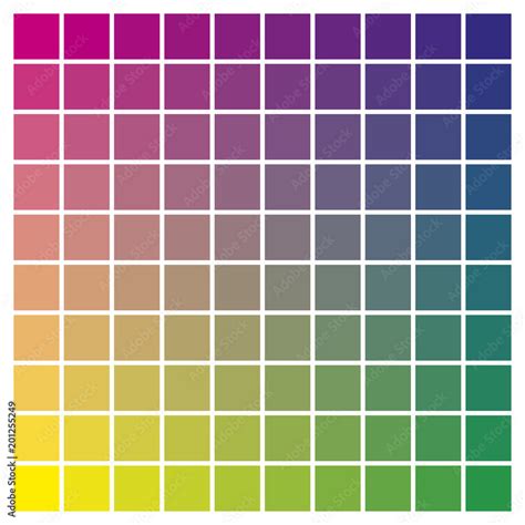 Color chart magenta yellow cyan print production color guide tints catalog Stock Vector | Adobe ...