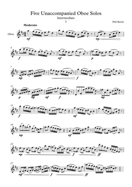 Five Unaccompanied Oboe Solos - Intermediate Sheet Music | Phil Rawle ...