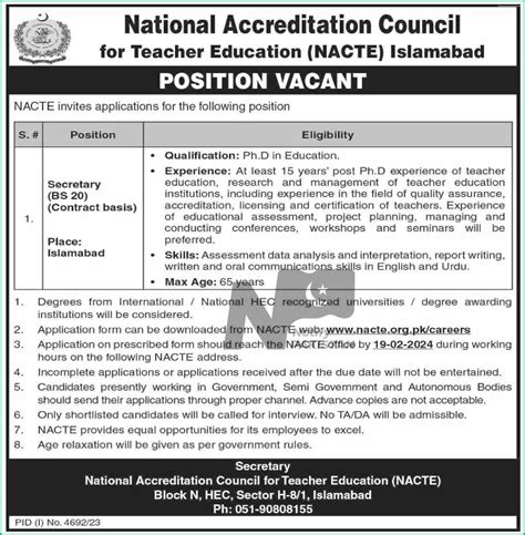 National Accreditation Council For Teacher Education NACTE Jobs 2024 Online Application Form at ...