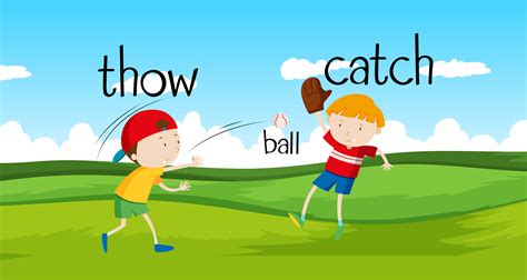 Boys throwing and catching ball in the field 372927 Vector Art at Vecteezy