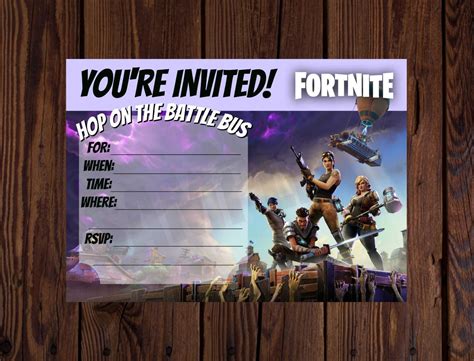 Fortnite Printable invite. Fortnite invitation. Fortnite birthday. Instant Download. F ...