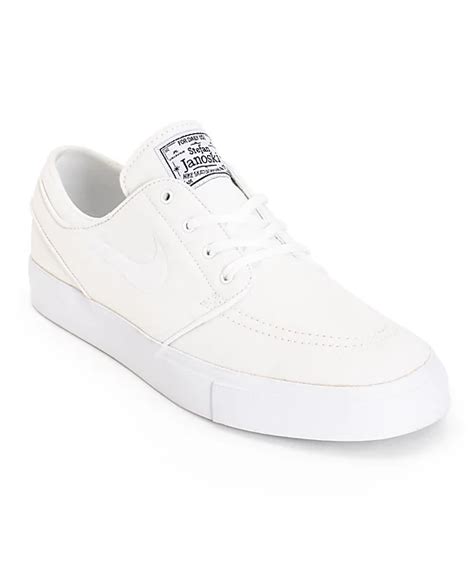 Nike SB Zoom Stefan Janoski All White Canvas Skate Shoes at Zumiez : PDP