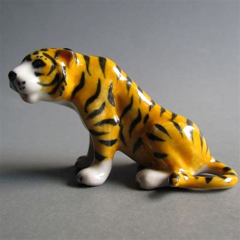 Porcelain Tiger Figurine - Etsy