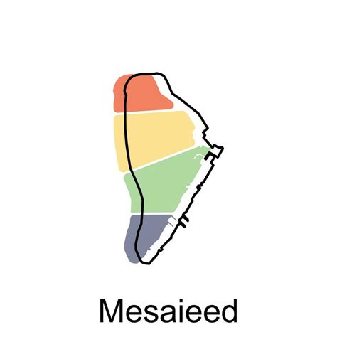 Mesaieed map, flat vector with high details. Qatar administrative map ...