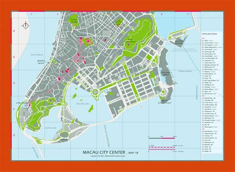 Hotels and casinos map of central part of Macau | Maps of Macau | Maps ...