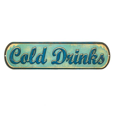 Cold Drinks Embossed Tin Sign Blue | Sign shop, Tin signs, Cold drinks