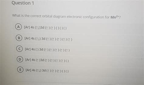 Solved What is the correct orbital diagram electronic | Chegg.com