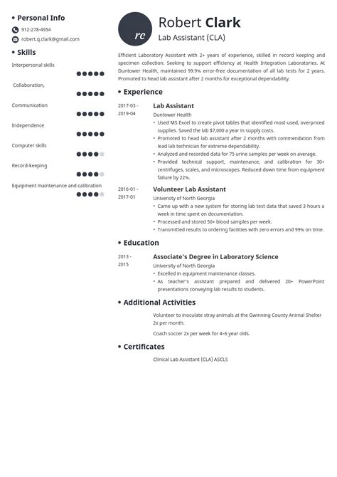 Lab Assistant Resume Sample [with Laboratory Skills]