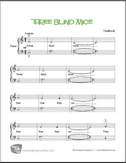 Three Blind Mice | Beginner Piano Sheet Music