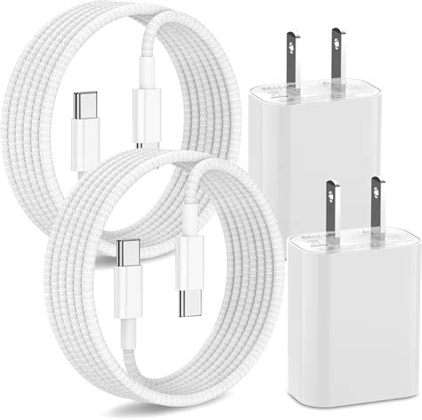 Amazon.com: iPhone 15 Charger Fast Charging, 2Pack 20W Wall Charger +6.6FT Braided USB-C to USB ...