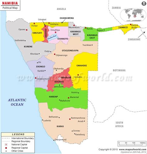 Political map of Namibia | Namibia Regions Map