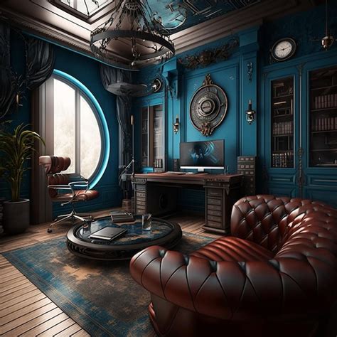 Premium AI Image | Scientist's office interior design dark wood ...