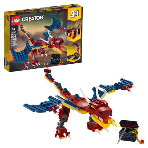 LEGO Creator 3in1 Transforming Fire Dragon Building Set for Kids (234 Pieces) - Walmart.com