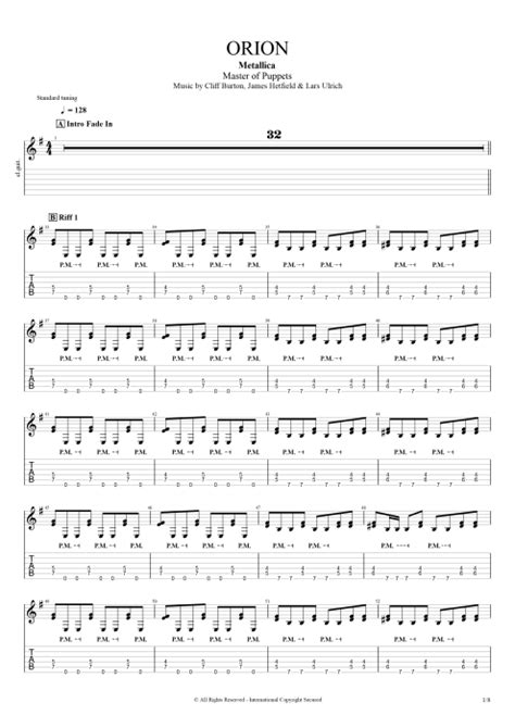 Orion Tab by Metallica (Guitar Pro) - Full Score | mySongBook