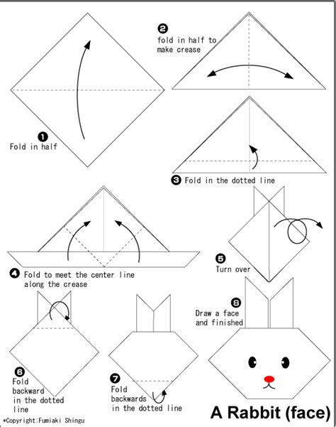 Origami Rabbit (face) - Easy Origami instructions For Kids