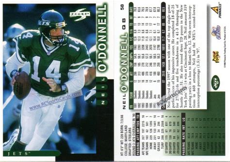 1998 Neil O'Donnell, Jets, 2 Score #58, #F5977