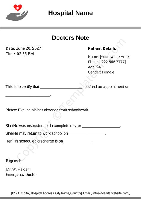 Doctors Note For Work Template Latter Example Template - Bank2home.com